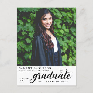 Modern Script Photo Graduation Announcement Postcard