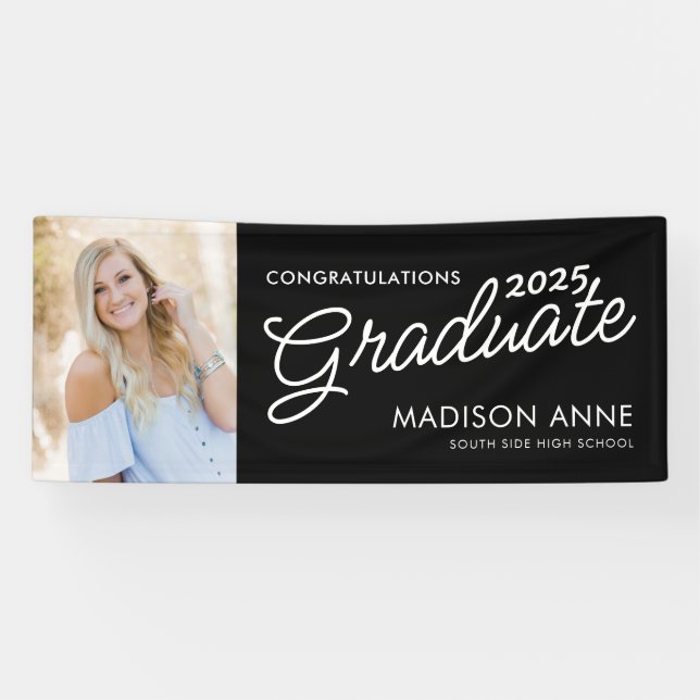 Modern Script Photo Graduation  Banner (Horizontal)