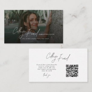 Modern Script Photo Graduation College Fund Enclosure Card