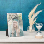 Modern Script Photo Graduation Gift  Plaque<br><div class="desc">A modern and elegant graduation gift for your newly graduate kid,  friend or colleague. It features a script lettering and a photo of the graduate.</div>