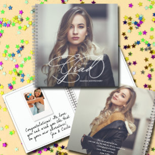 Modern Script Photo Graduation Guest Book Keepsake