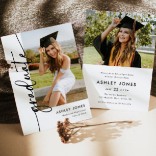 Modern Script Photo Graduation Invitation