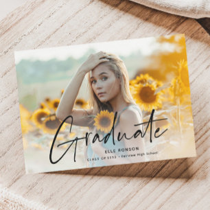 Modern Script Photo Graduation Magnetic Invitation