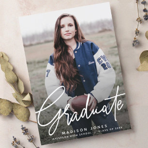 Modern Script Photo Graduation Party Invitation