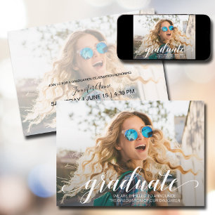Modern Script Photo Graduation Party Invitation