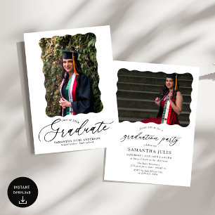 Modern Script Photo Graduation Party Invitation