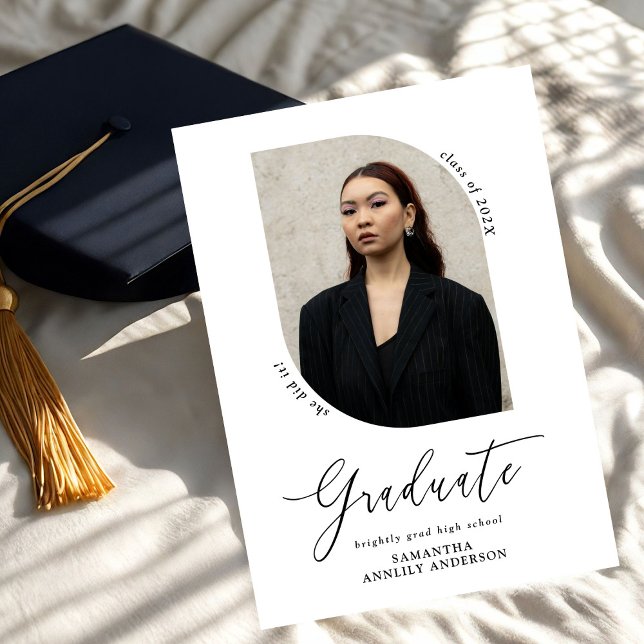 Modern  Script Photo Graduation Party  Invitation (Creator Uploaded)
