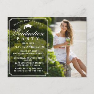 Modern Script PHOTO Graduation Party Invitation Postcard