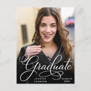 Modern Script PHOTO Graduation Party Invitation Postcard