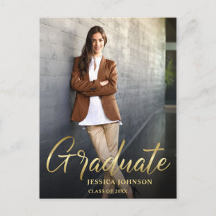 Modern Script PHOTO Graduation Party Invitation Postcard