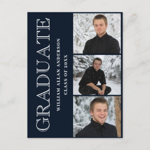 Modern Script PHOTO Graduation Party Invitation Postcard