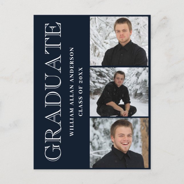 Modern Script PHOTO Graduation Party Invitation Postcard (Front)