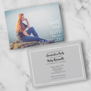 Modern Script Photo Graduation Party Invitations