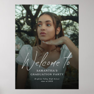 Modern Script Photo Graduation Party Welcome Sign