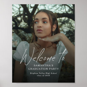 Modern Script Photo Graduation Party Welcome Sign