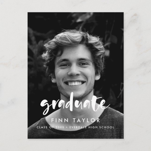 Modern script Photo graduation Postcard (Front)