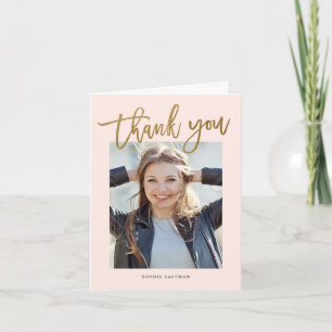 Modern script photo graduation thank you card