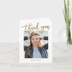 Modern script photo graduation thank you card