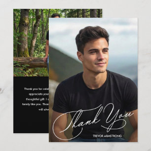 Modern Script Photo Graduation Thank You Card