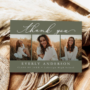Modern Script Photo Graduation Thank You Postcard