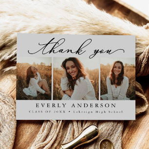 Modern Script Photo Graduation Thank You Postcard