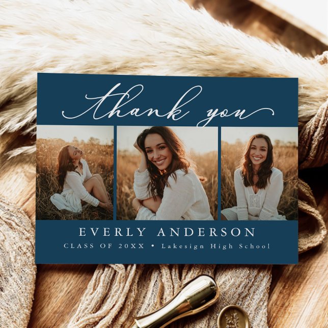 Modern Script Photo Graduation Thank You Postcard (Creator Uploaded)