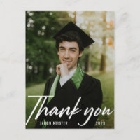Modern Script Photo Graduation Thank You