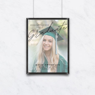 Modern Script Photo Graduation Welcome Poster