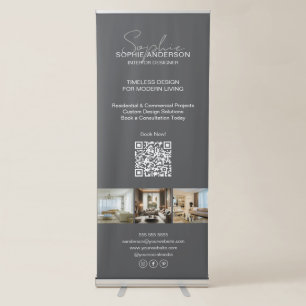 Modern Script Photo Grey Professional Business Retractable Banner