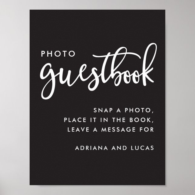 Modern Script Photo Guestbook Wedding Poster (Front)