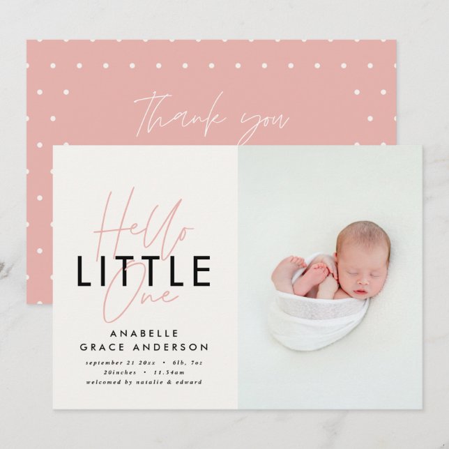 Modern script photo hello little one (Front/Back)