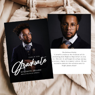 Modern Script Photo High School Graduation Announcement