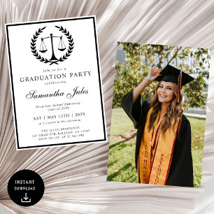 Modern Script  Photo Law School Graduation  Invitation