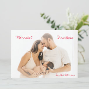 Modern Script Photo Minimalist Christmas Holiday Card