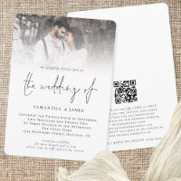 Modern Script Photo Overlay QR Code Wedding