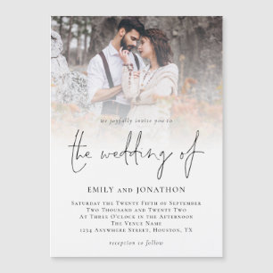 Modern Script Photo Overlay Wedding Invitation Mag