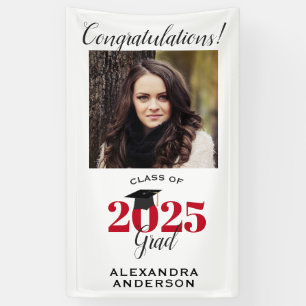 Modern Script Photo Red Vertical Graduation Banner