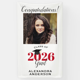 Modern Script Photo Red Vertical Graduation Banner