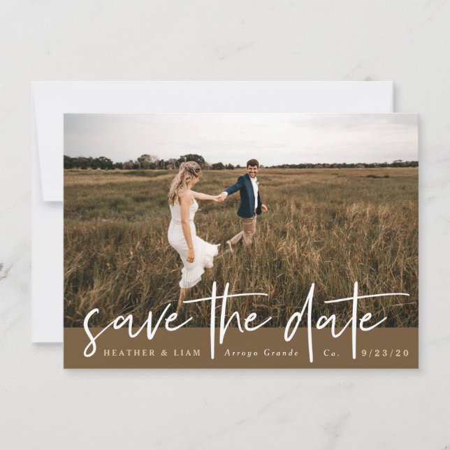 Modern Script Photo Save The Date Invitation (Front)