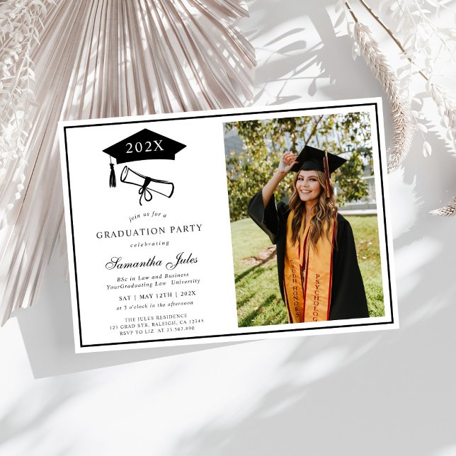 Modern Script Photo School Graduation  Invitation (Creator Uploaded)
