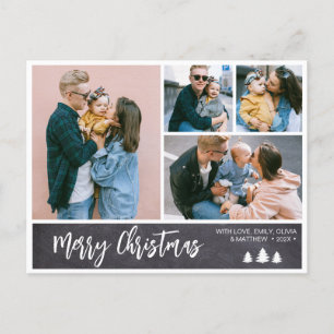 Modern Script Photo Snowy Christmas Postcard