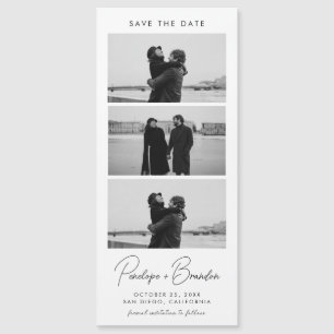 Modern Script Photo Strip Magnetic Wedding