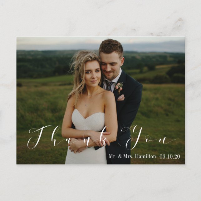 Modern Script Photo Thank You Postcard (Front)