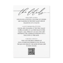 Modern Script & Photo Wedding Details & QR Code