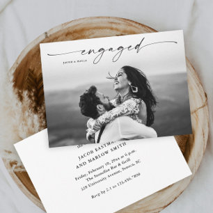 Modern Script Photo Wedding Engagement Party Invitation