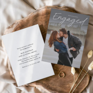 Modern Script Photo Wedding Engagement Party Invitation
