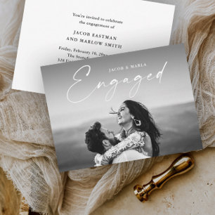 Modern Script Photo Wedding Engagement Party Invitation