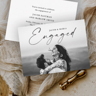 Modern Script Photo Wedding Engagement Party Invitation