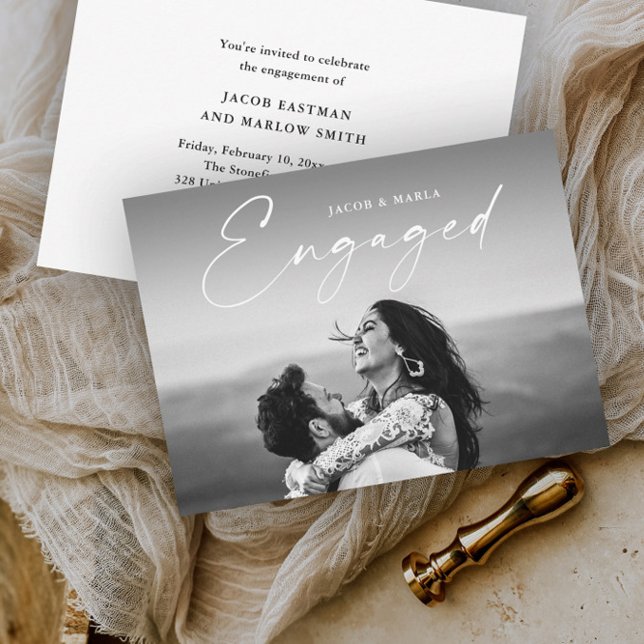 Modern Script Photo Wedding Engagement Party Invitation (Creator Uploaded)