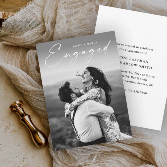 Modern Script Photo Wedding Engagement Party Invitation (Creator Uploaded)